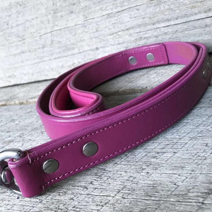 Dog leash -  Pink Leather Dog Leash