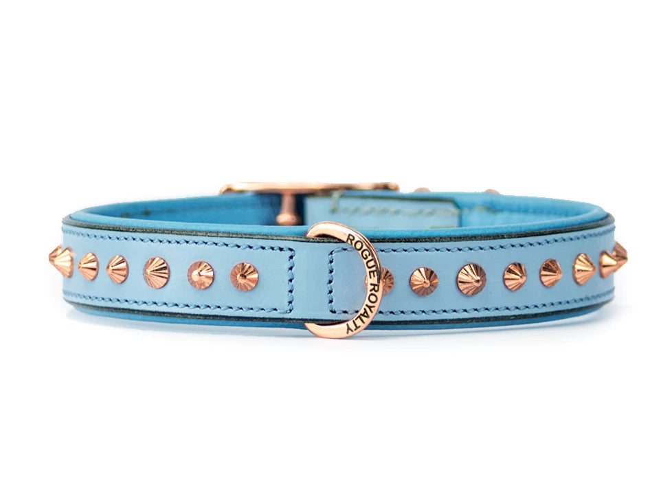 Dog Collar - Imperial Baby Blue Rose Gold Slim Fit