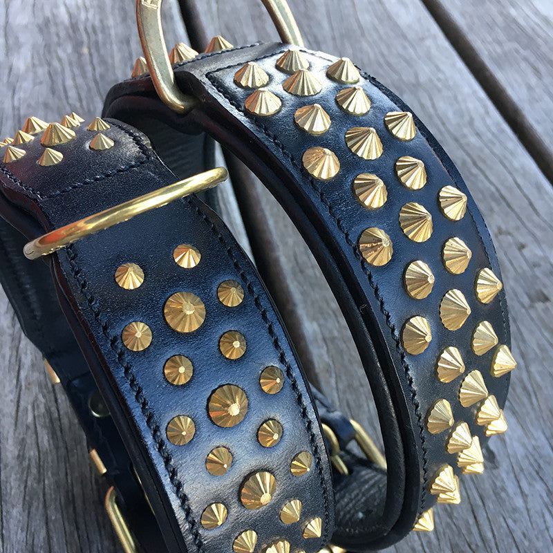 Dog Collar - Ruthless Black Leather & Brass