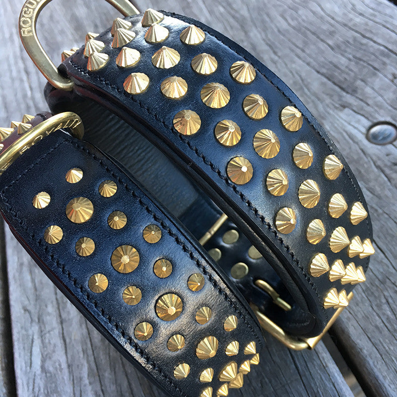 Dog Collar - Ruthless Black Leather & Brass