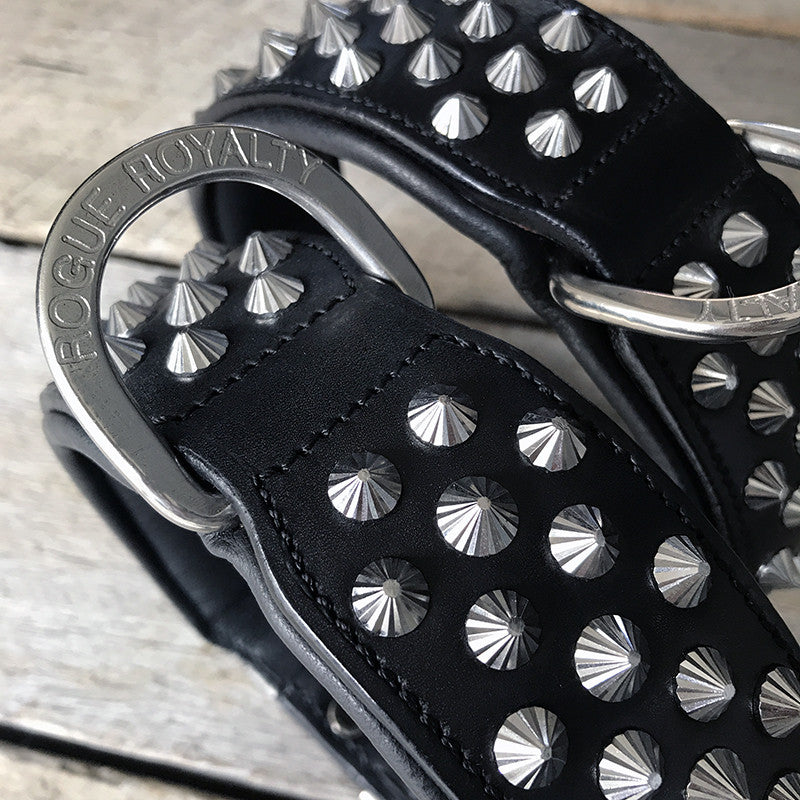 Dog Collar - Imperial Black (Diamond Cone Studs)