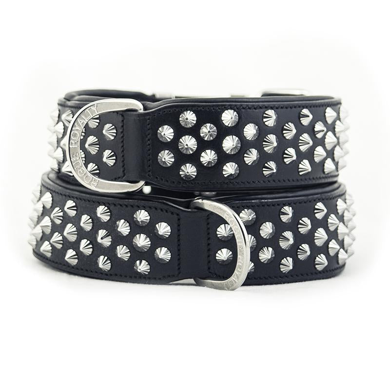 Dog Collar - Imperial Black (Diamond Cone Studs)