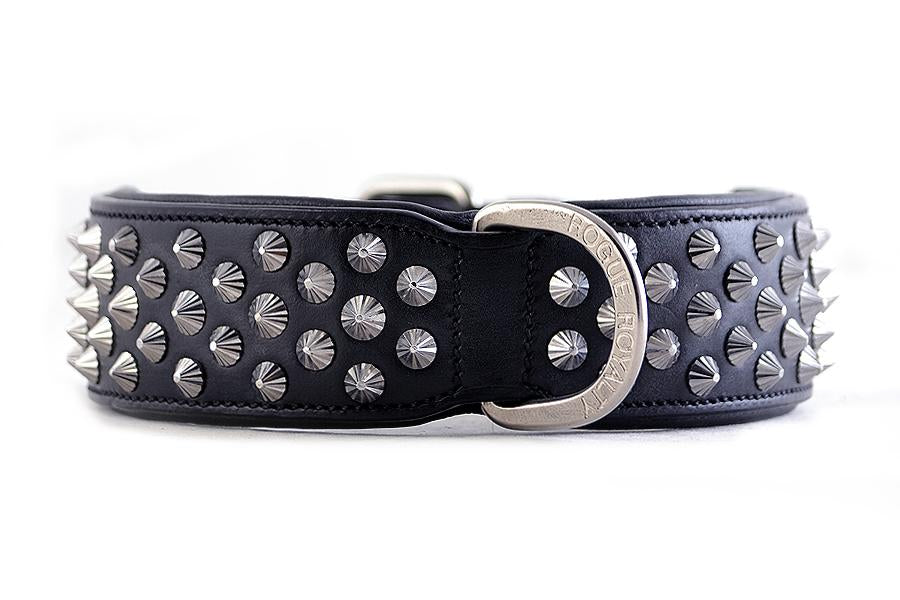 Dog Collar - Imperial Black (Diamond Cone Studs)