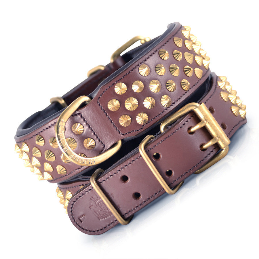 Dog Collar - Ruthless Brown Leather & Brass