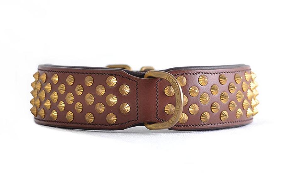 Dog Collar - Ruthless Brown Leather & Brass