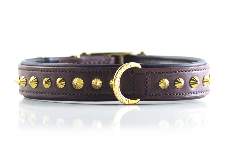 Dog Collar - Ruthless Brown & Brass Slim Fit