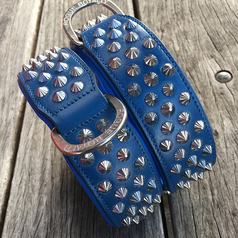 Dog Collar - Imperial Blue (Diamond Cone Studs)