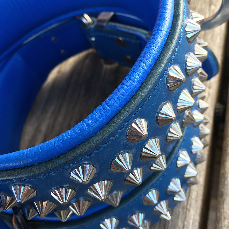 Dog Collar - Imperial Blue (Diamond Cone Studs)