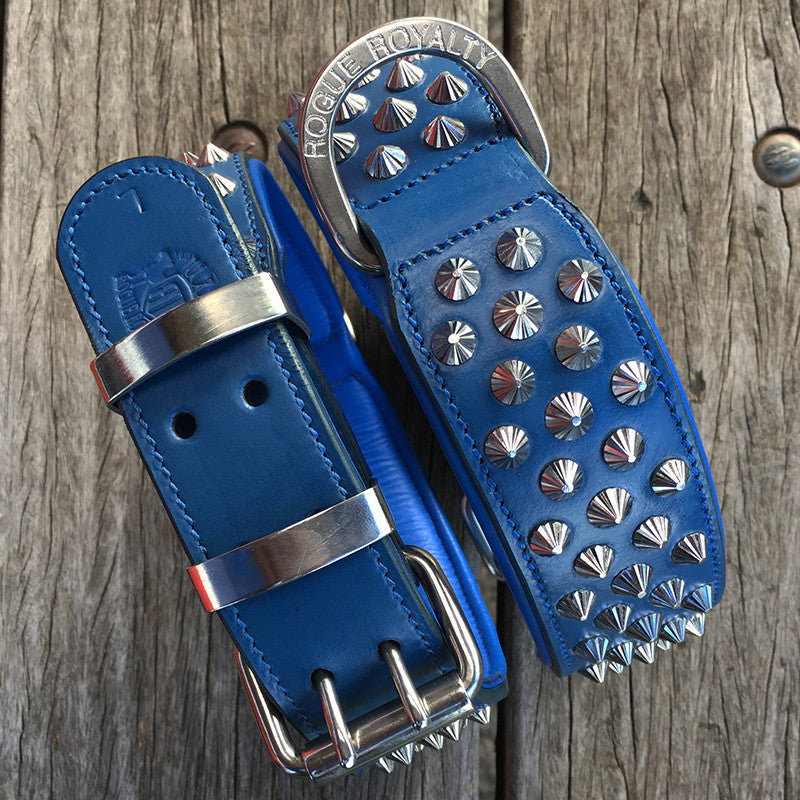 Dog Collar - Imperial Blue (Diamond Cone Studs)