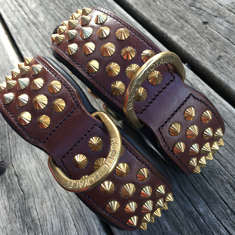 Dog Collar - Ruthless Brown Leather & Brass