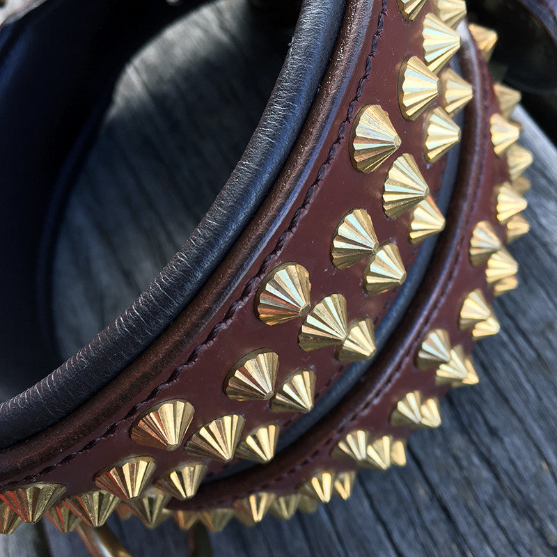 Dog Collar - Ruthless Brown Leather & Brass