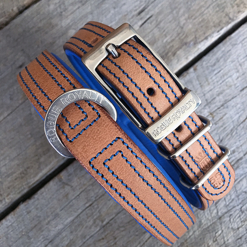 Dog Collar - Tuscan Rogue Tan|Blue NO EXCHANGE ITEMS