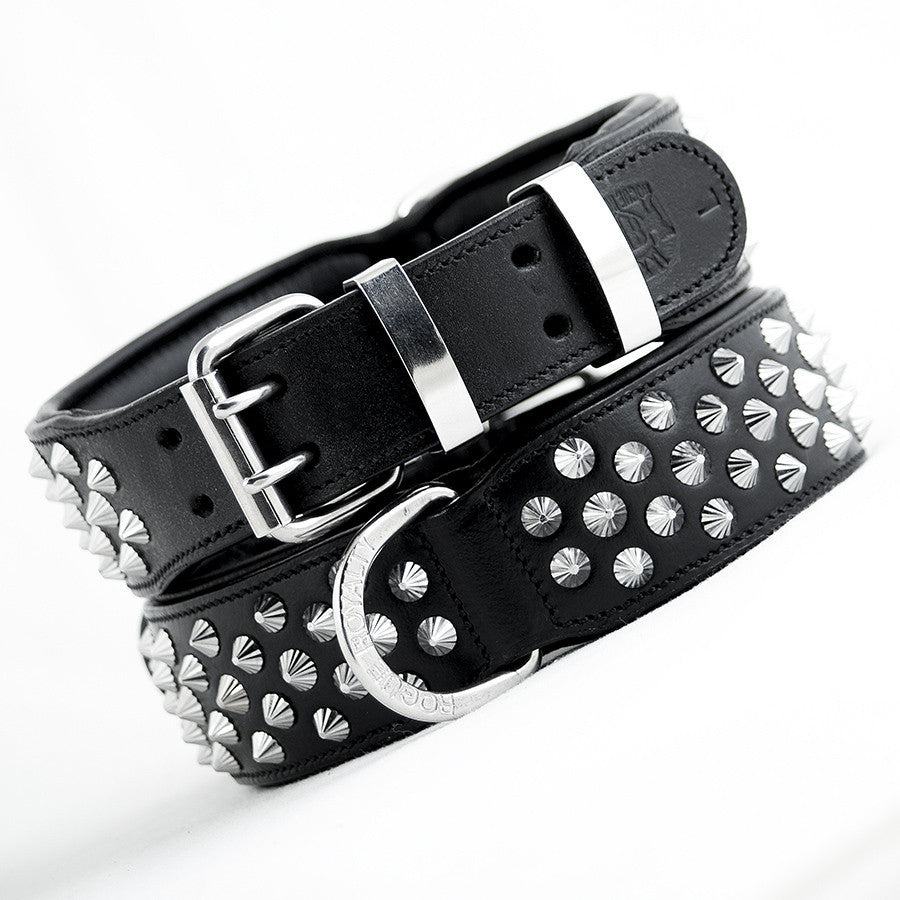 Dog Collar - Imperial Black (Diamond Cone Studs)