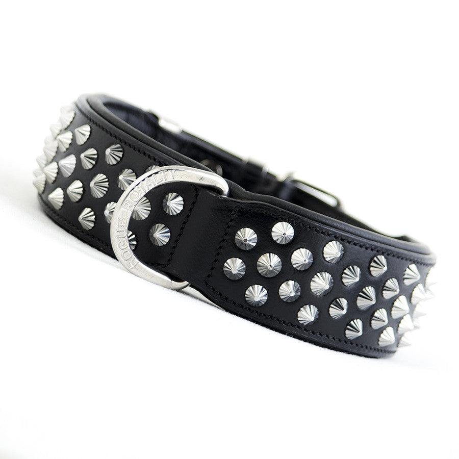 Dog Collar - Imperial Black (Diamond Cone Studs)