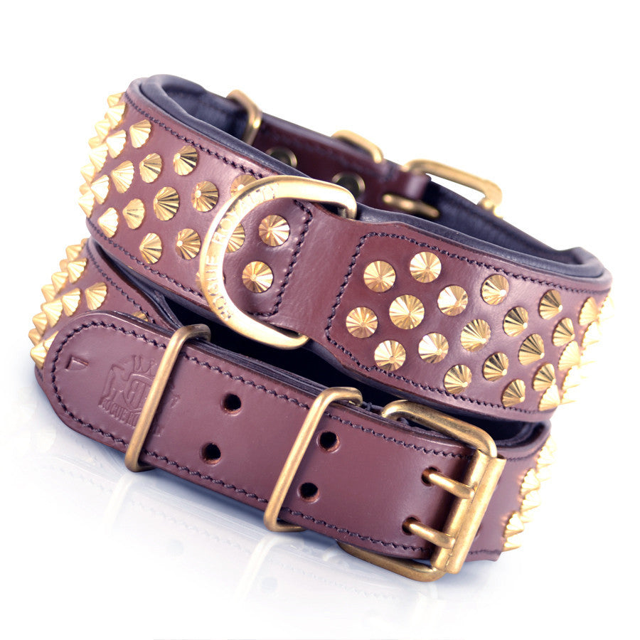 Dog Collar - Ruthless Brown Leather & Brass