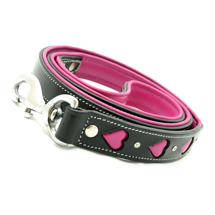 Leather Dog Collar - Queen of Hearts