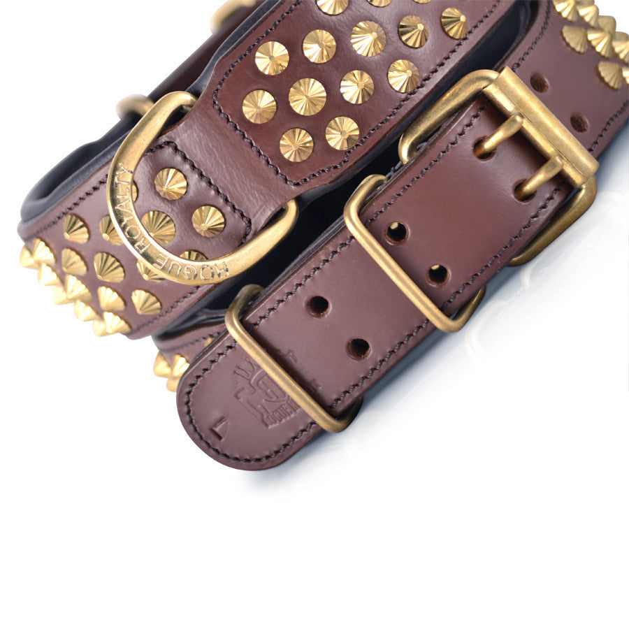 Dog Collar - Ruthless Brown Leather & Brass