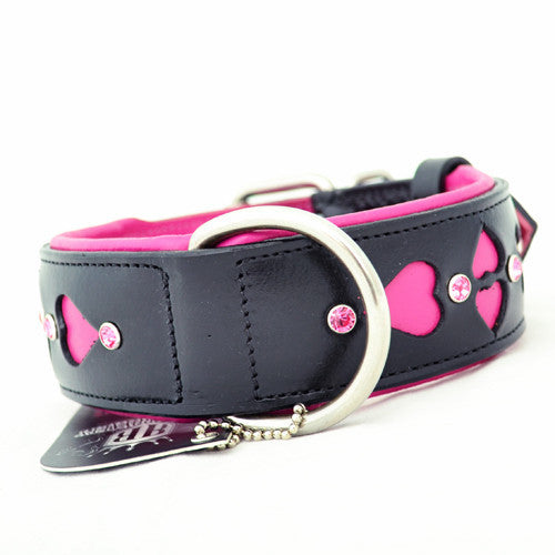 Leather Dog Collar - Queen of Hearts