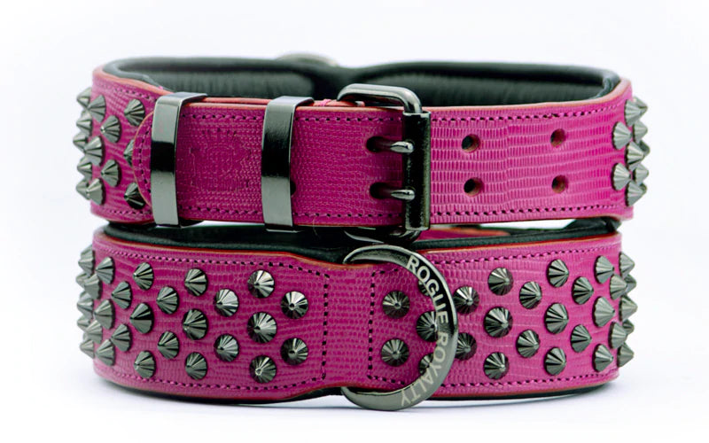 DOG COLLAR - RUTHLESS PINK & BLACK