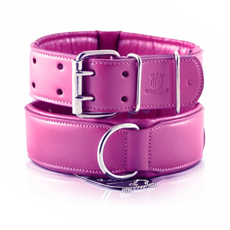 Leather Dog Collars - Classic Pink