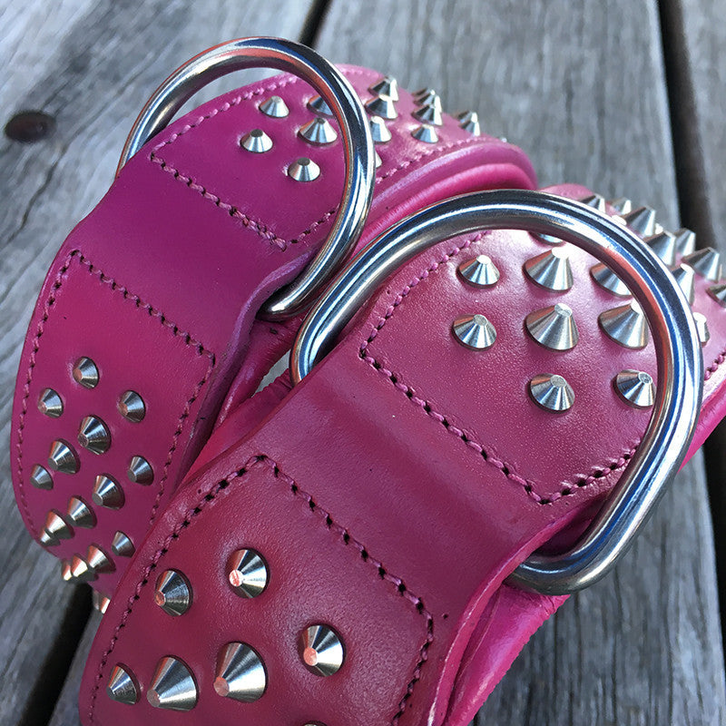 Pink Leather Dog Collar - Rogue "RuffNeck"