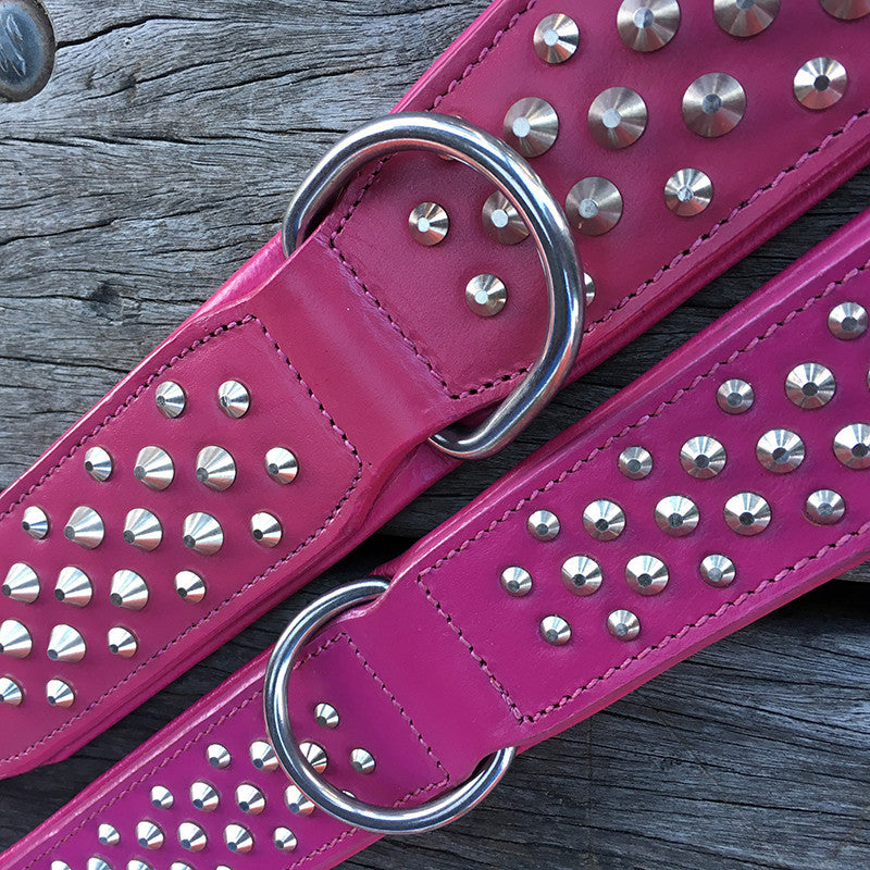 Pink Leather Dog Collar - Rogue "RuffNeck"