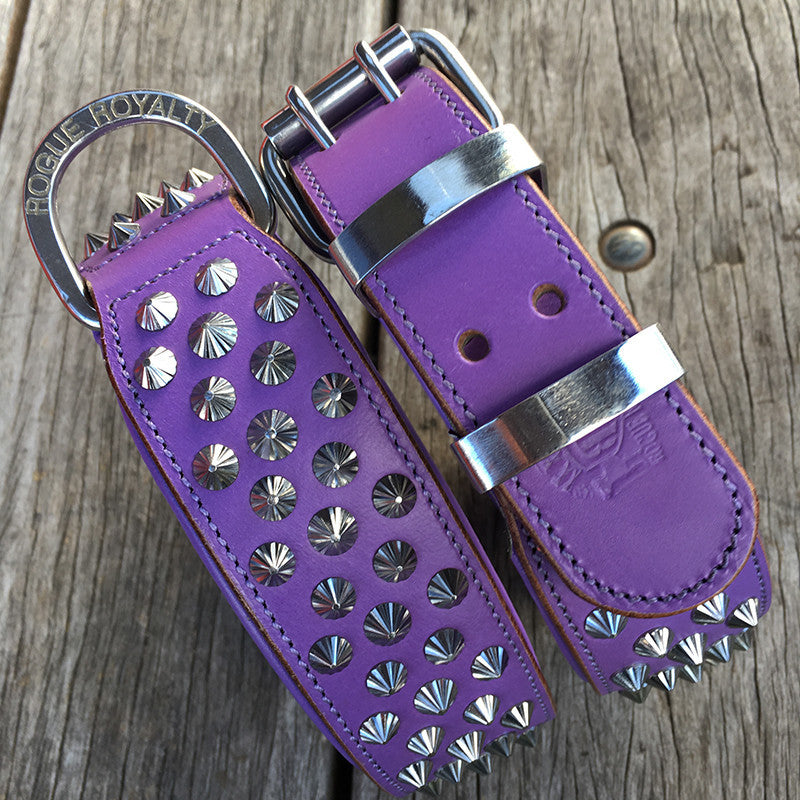 Dog Collar - Imperial Purple (Diamond Cone Studs)