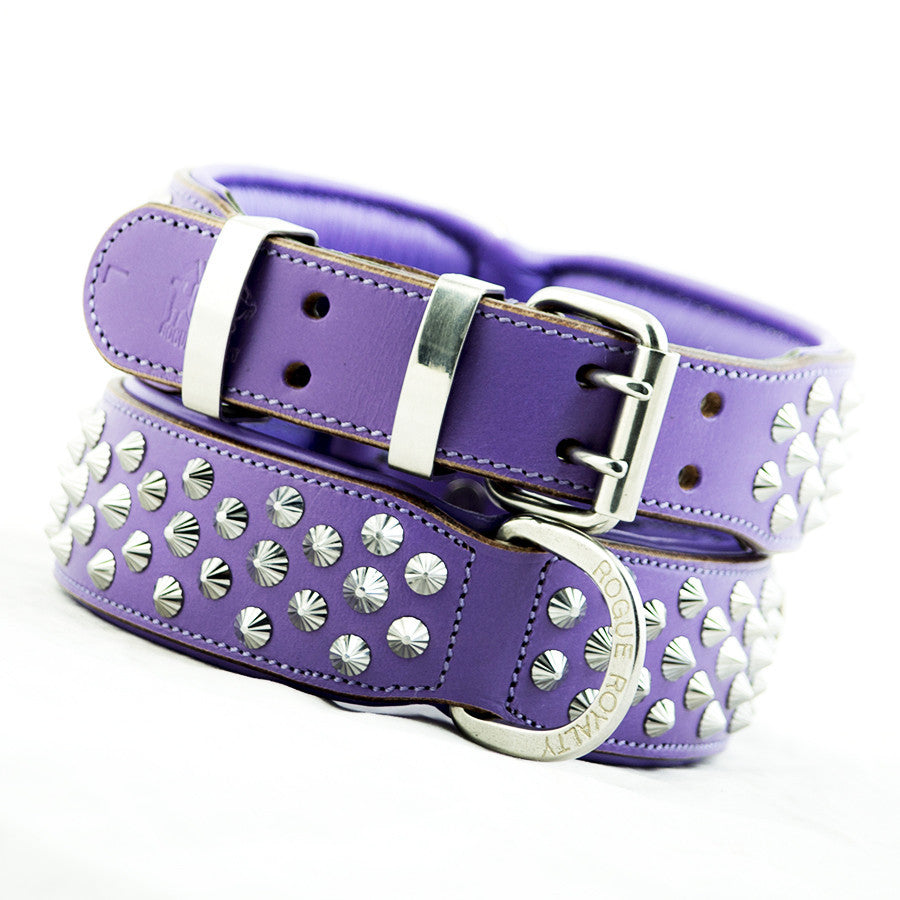 Dog Collar - Imperial Purple (Diamond Cone Studs)