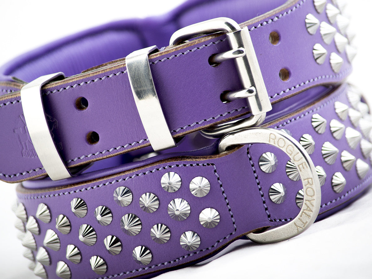Dog Collar - Imperial Purple (Diamond Cone Studs)