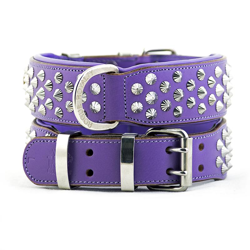 Dog Collar - Imperial Purple (Diamond Cone Studs)