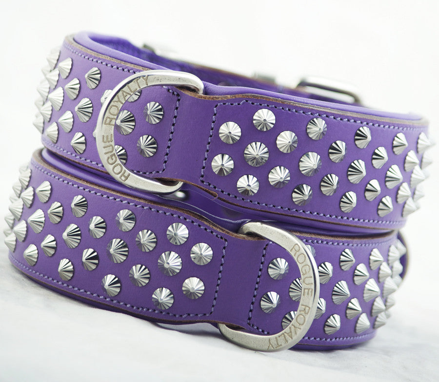 Dog Collar - Imperial Purple (Diamond Cone Studs)