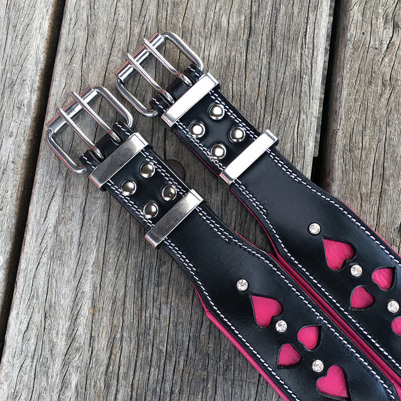 Leather Dog Collar - Queen of Hearts