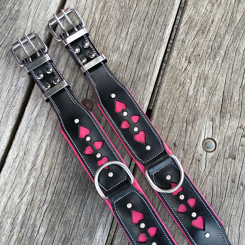 Leather Dog Collar - Queen of Hearts