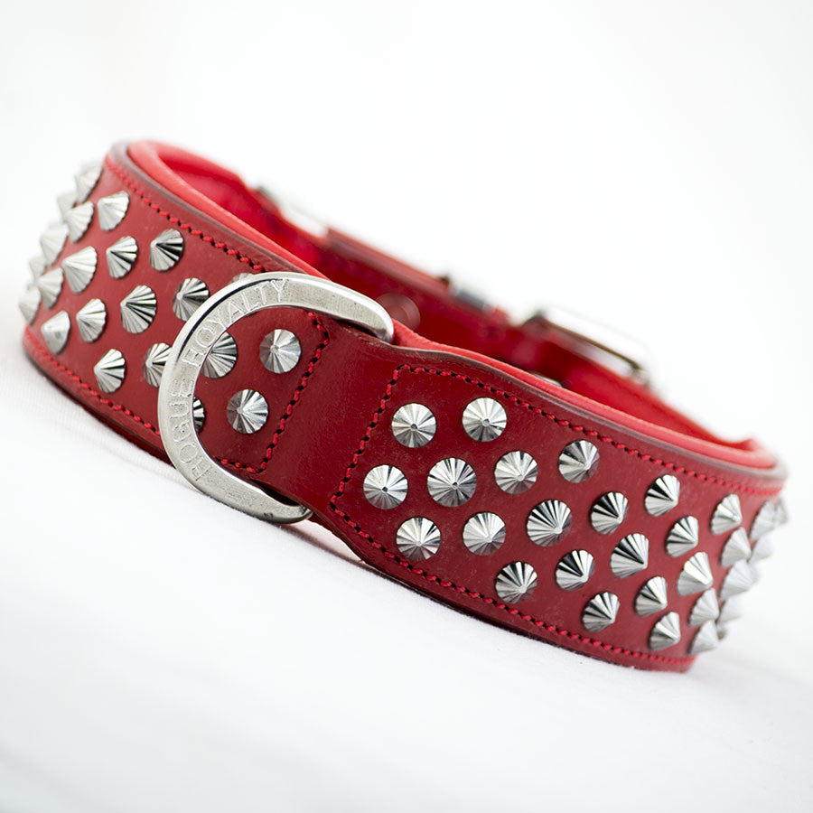 Dog Collar - Imperial Red (Diamond Cone Studs)