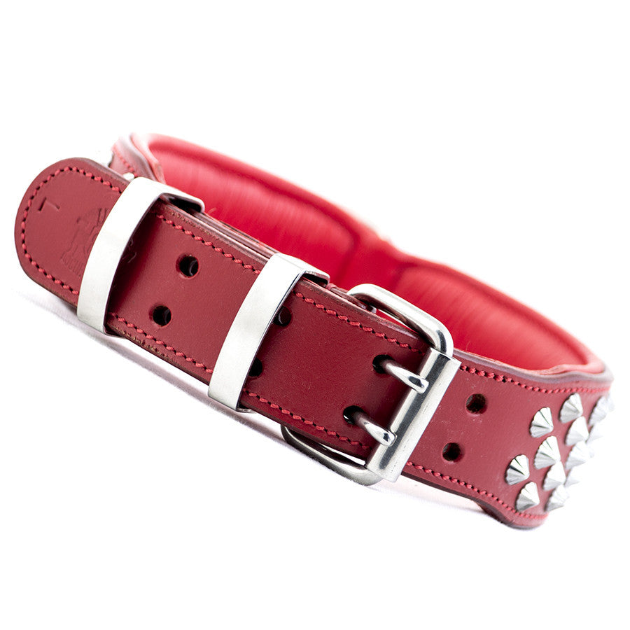 Dog Collar - Imperial Red (Diamond Cone Studs)