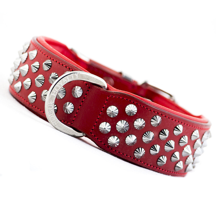 Dog Collar - Imperial Red (Diamond Cone Studs)