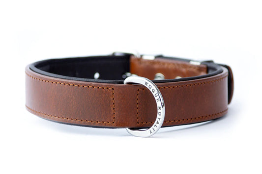 Dog Collar - Classic Regular Brown & Chrome