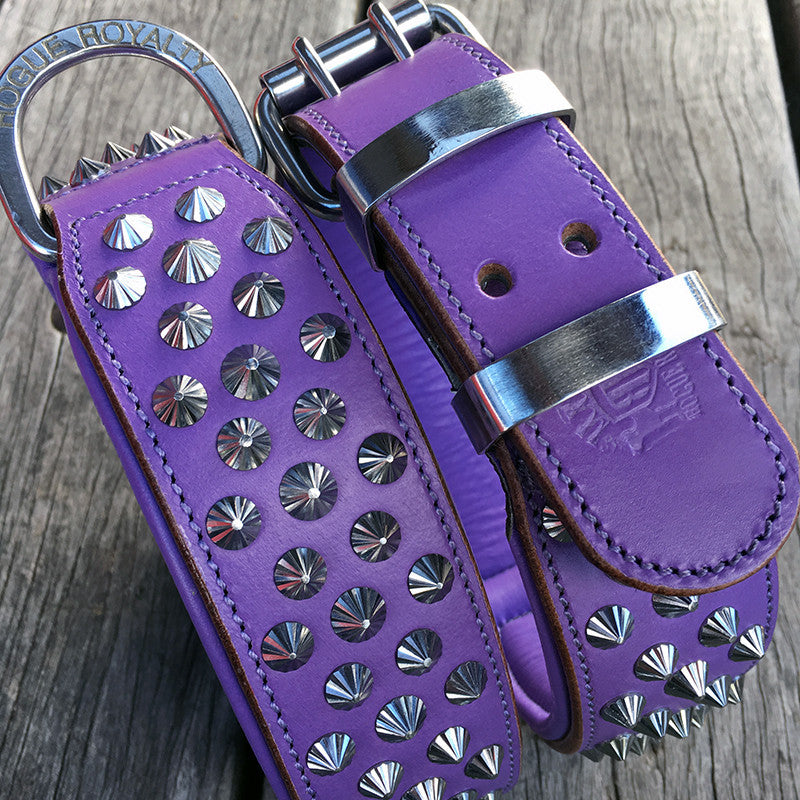 Dog Collar - Imperial Purple (Diamond Cone Studs)
