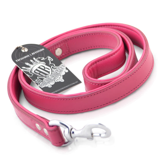 Leather Dog leash -  Pink