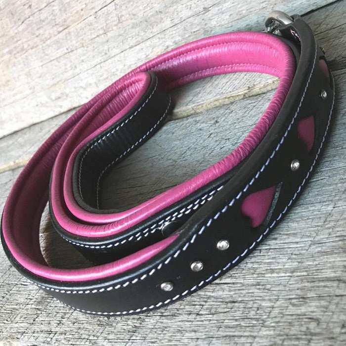 Leather Dog Leash - "Queen of Hearts"