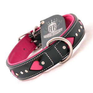 Strong leather dog collar with real Swaovski crystals