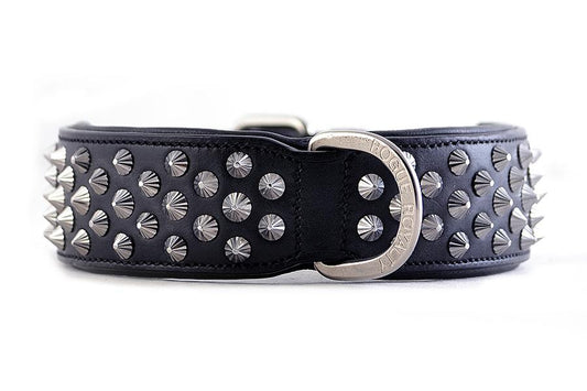 Dog Collar - Imperial Black (Diamond Cone Studs) 