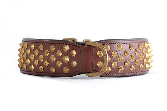 Dog Collar - Ruthless Brown Leather &amp; Brass