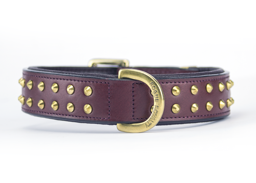 Ruffneck Regular fit Dog Collar- Cherry / Brass
