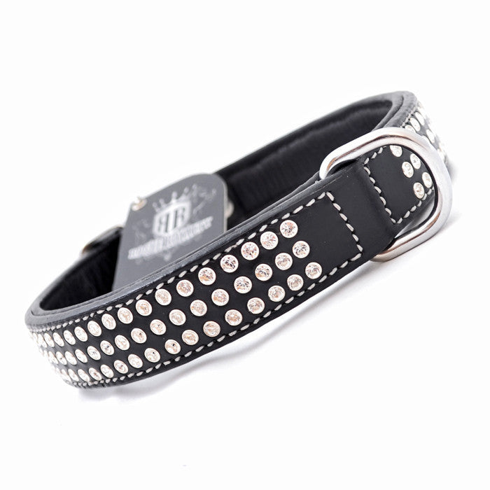 Strong leather designer dog collar