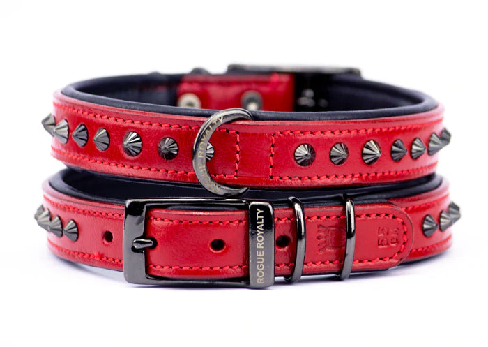 Dog Collar - Ruthless Red &amp; Black Slim Fit