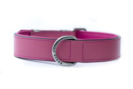 Dog Collar - Classic Regular Pink & Chrome