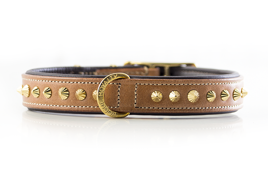 Dog Collar - Ruthless Tan & Brass Slimfit